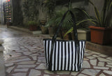 Black B/W Stripe Totes Get Extra 10% Discount on All Prepaid Transaction
