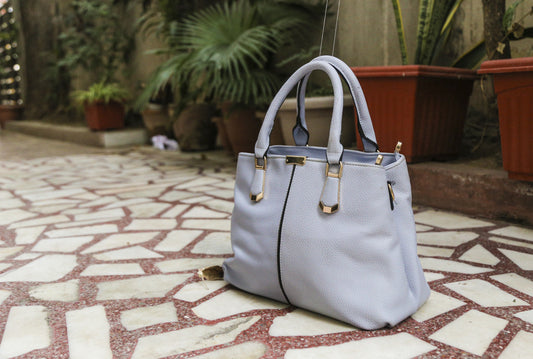 L Grey Double Zip Medium Hand Bags