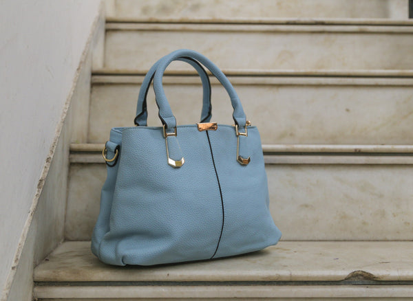 L Blue Double Zip Medium Hand Bags