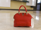 Red Medium Crock V Hand Bags
