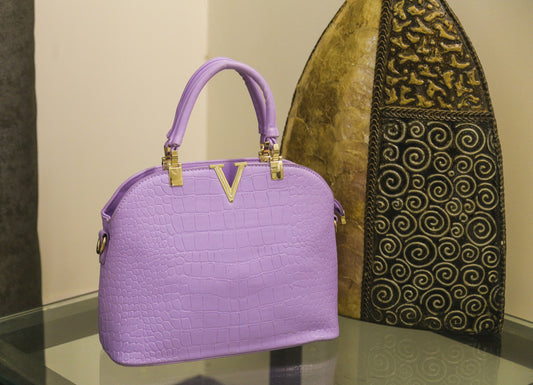 Purple  Medium Crock V Hand Bags