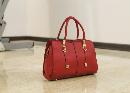 Red Grainy Medium Duffle Hand Bags