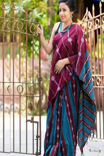 Blue Purple Baulia Khesh Sarees