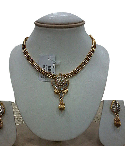 Beautiful Golden white stone necklace Get Extra 10% Discount on All Prepaid Transaction