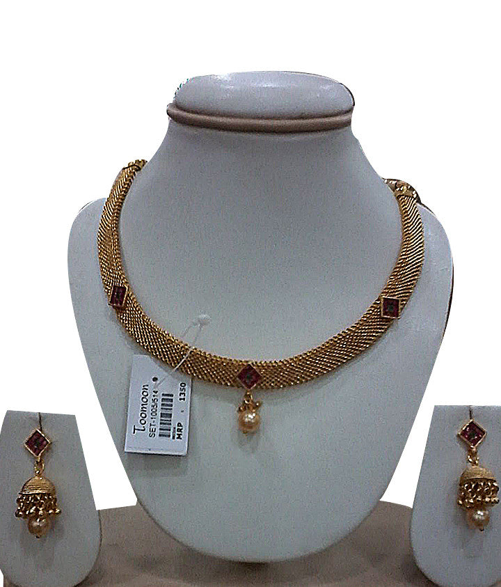 Beautiful Golden red stone necklace - Dailybuyys