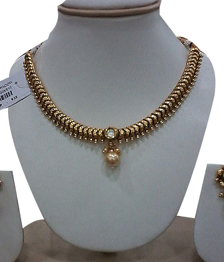 Beautiful Golden white stone and pearl necklace - Dailybuyys