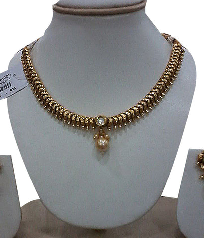 Beautiful Golden white stone and pearl necklace Get Extra 10% Discount on All Prepaid Transaction