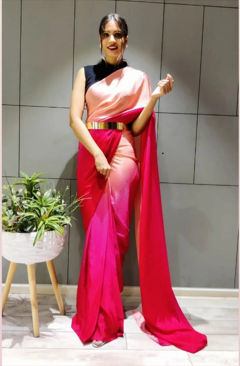 Designer Ombre Satin Party Wear Sarees