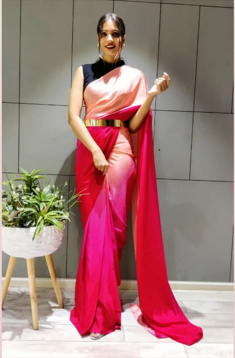Designer Ombre Satin Party Wear Sarees Get Extra 10% Discount on All Prepaid Transaction