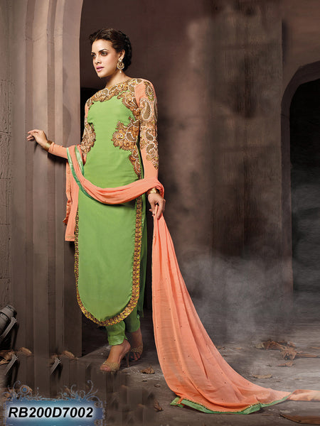 Green Semi-Stitched Georgette Salwar