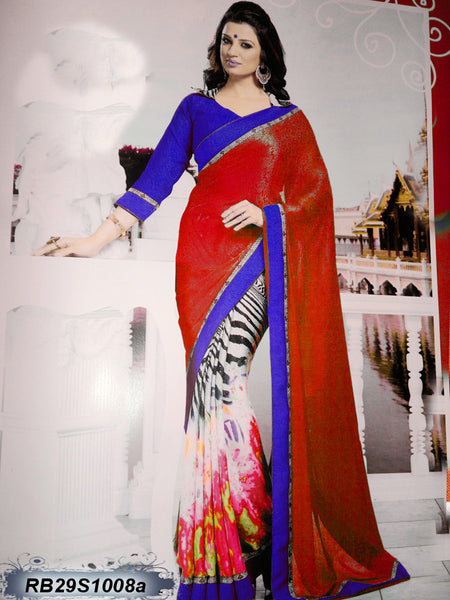 Pink Grey Georgette Sarees