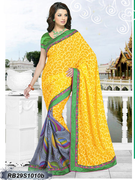 Green Grey Georgette Sarees