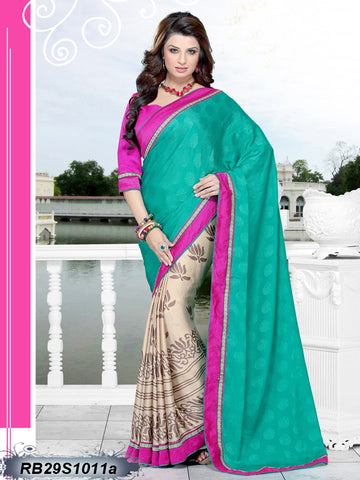 Green Beige Georgette Sarees