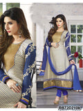 Cream Blue Semi-Stitched Georgette Anarkali Salwar