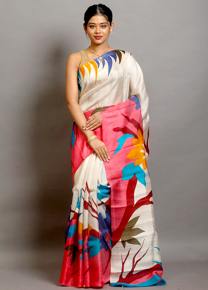 Hand Painted Multi Color Pure Silk Mark Certified Bishnupuri Silk Sarees