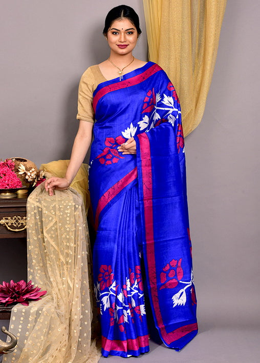 Blue Silk Mark Certified Bishnupuri Silk Sarees