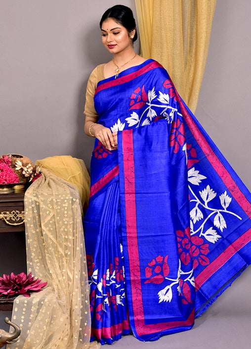 Blue Silk Mark Certified Bishnupuri Silk Sarees