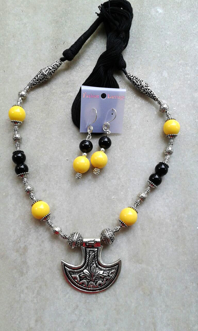 Black Yellow & Silver Colour Oxidise Silver Jewellery