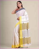 White Cotton Handloom Sarees (Add to Cart Get 15% Extra Discount