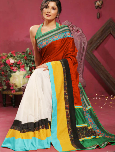 Mixed Cotton Handloom Saree Get Extra 10% Discount on All Prepaid Transaction