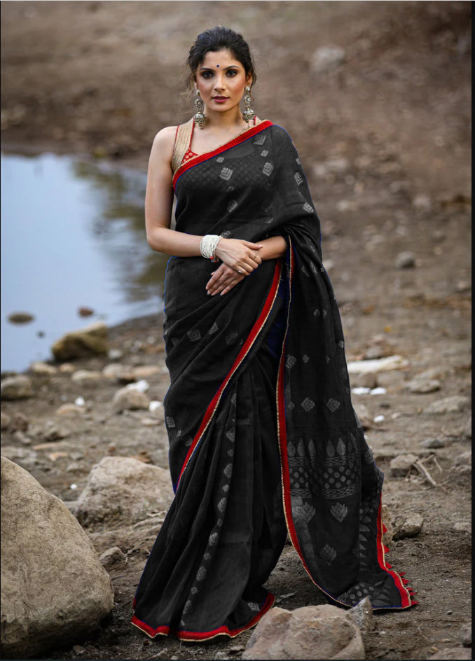 Pure Cotton Handloom Saree - Dailybuyys