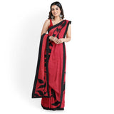 Red and Black  Pure Silk Mark Certified Murshidabad Silk Sarees Get Extra 10% Discount on All Prepaid Transaction