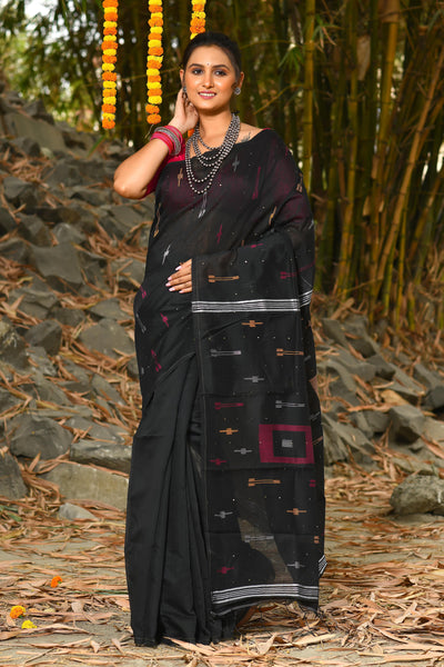 Beautiful Black Handloom Cotton Sarees