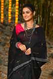 Beautiful Black Handloom Cotton Sarees Get Extra 10% Discount on All Prepaid Transaction