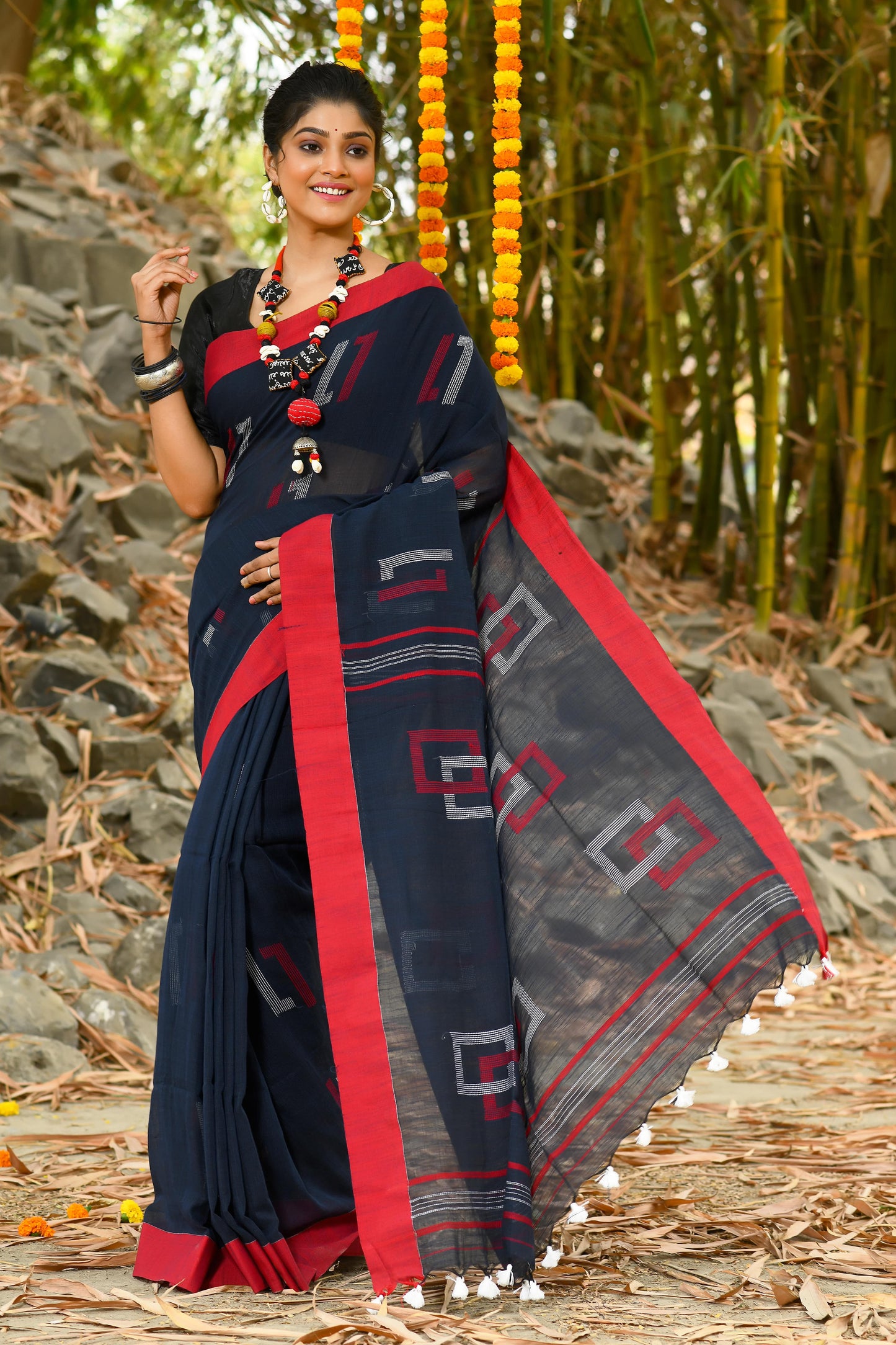 Beautiful Black Handloom Cotton Sarees