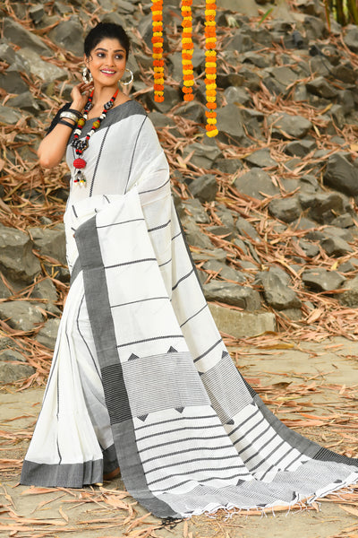 Woven Linen Saree in Beige in 2023 | Casual saree, Printed sarees, Indian  designer sarees