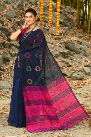 Beautiful Blue Handloom Cotton Sarees