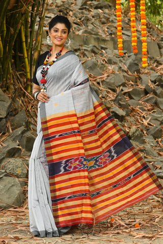 Buy SLAGHA Women's Traditional Bengal Tant Sambalpuri Woven Kotki Cotton  Blend Saree With Blouse at Amazon.in