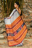 Beautiful Ash Color Handloom Cotton Sarees Get Extra 10% Discount on All Prepaid Transaction