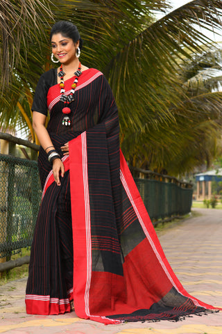 Beautiful Black Handloom Cotton Sarees