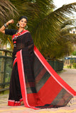 Beautiful Black Handloom Cotton Sarees Get Extra 10% Discount on All Prepaid Transaction