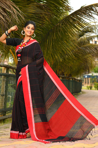 Beautiful Black Handloom Cotton Sarees