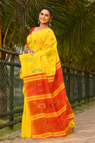 Beautiful Yellow Handloom Cotton Sarees Get Extra 10% Discount on All Prepaid Transaction