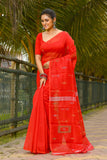 Beautiful Red Handloom Cotton Sarees Get Extra 10% Discount on All Prepaid Transaction