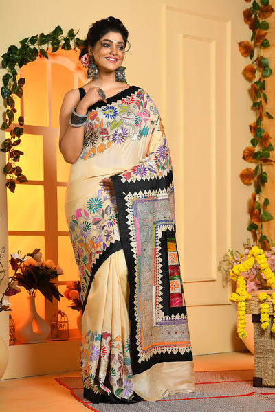 Beautiful tussar silk kantha stich sarees – Dailybuyys