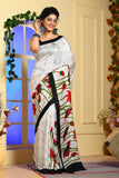 Floral Off White Hand Painted Handloom Pure Silk Saree