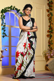 Floral Off White Hand Painted Handloom Pure Silk Saree