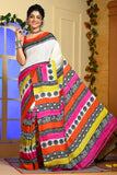 Multicoloured Block Printed Handloom Pure Silk Sarees Get Extra 10% Discount on All Prepaid Transaction