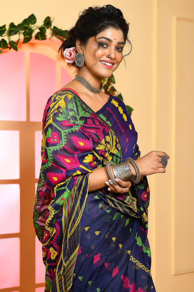 Blue Designer Dhakai Jamdani Sarees