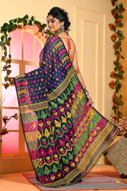 Blue Designer Dhakai Jamdani Sarees