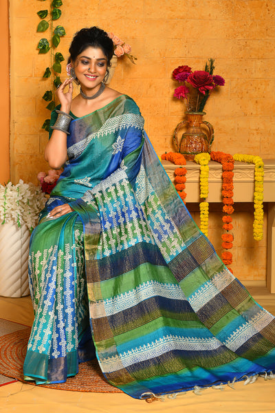 Yellow Kanjeevaram Silk Saree with Multi-Colour Border - Tulsi Weaves