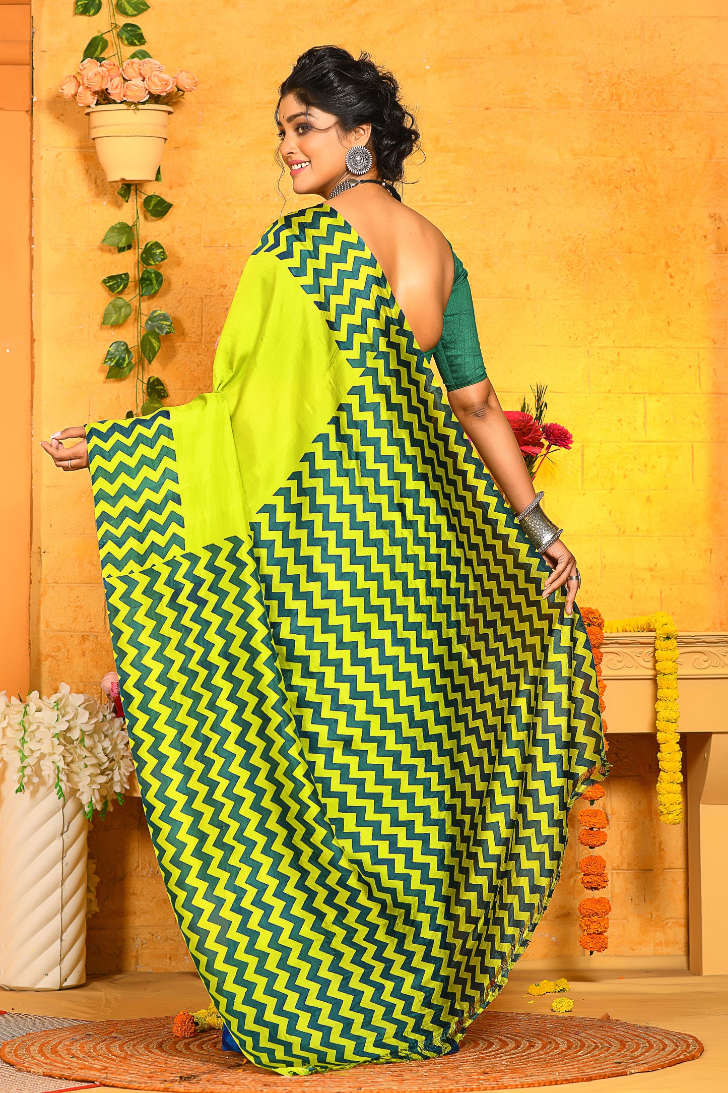 Neon Digital printed Pure Silk Sarees