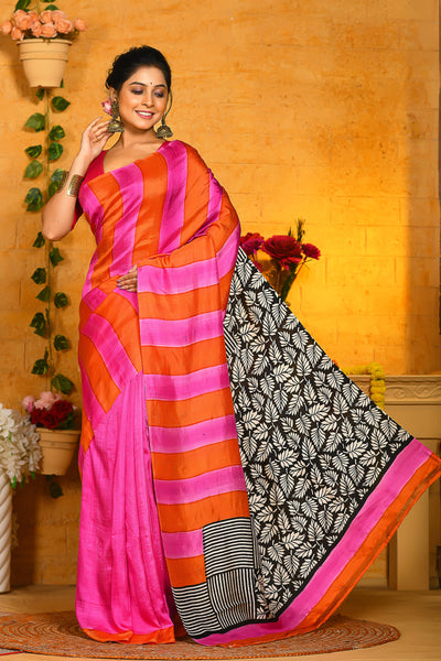 Beautiful Block Printed Handloom Pure Silk Sarees