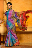 Multicoloured Hand Painted Zari Pure Silk Mark Certified Tussar Silk Sarees