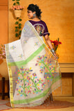 White Color Based Muslin Saree With Zari Border Handloom Cotton Saree Get Extra 10% Discount on All Prepaid Transaction