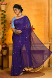 Purple Solid Color Sequins Handloom Khadi Cotton Saree Get Extra 10% Discount on All Prepaid Transaction